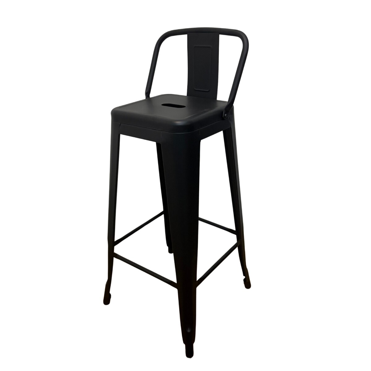 Taburete Tolix en metal con respaldo - Negro 