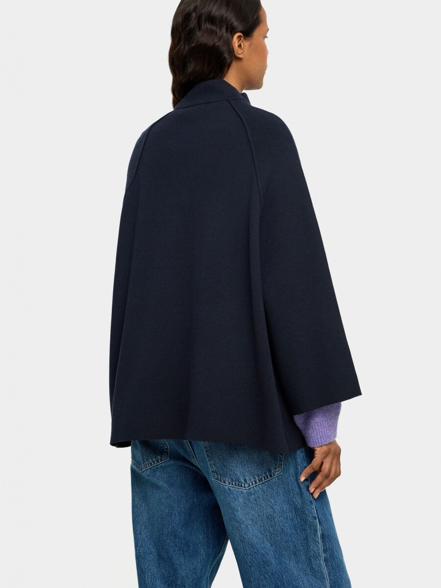Poncho De Punto Con Cuello Alto azul-marino