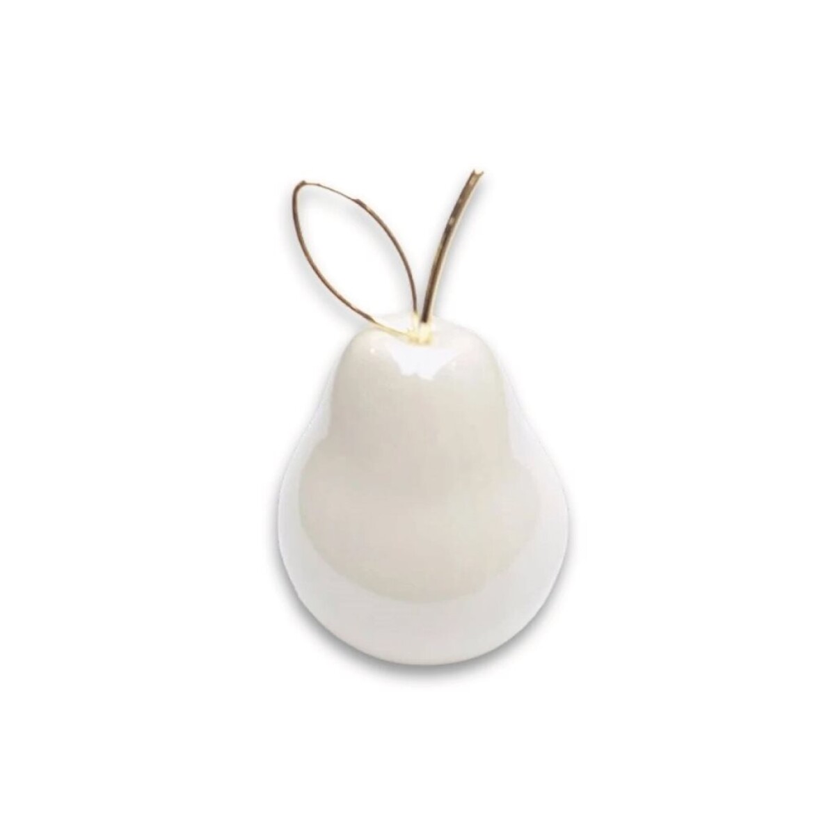 PERA DECORATIVA 7.5CM BLANCO/DORADO 