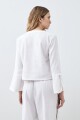 Blusa de lino con lazos blanco