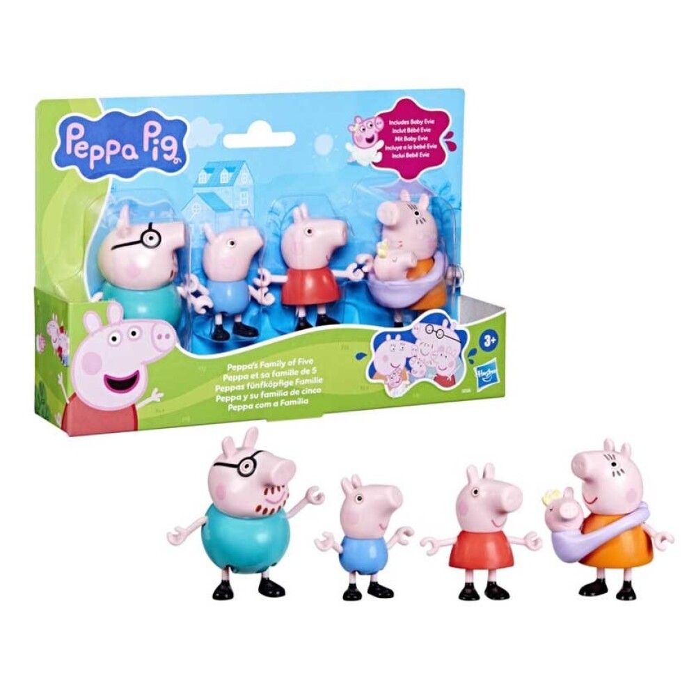 Peppa Pig Familia Completa con Bebé Evie – Pack x5 PEPPA PIG PACK X 5 FAMILIA COMPLETA INCLUYE BEBE EVIE