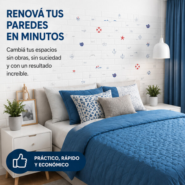 Revestimiento Autoadhesivo Pared Infantil X80 Calidad Variante Nautico