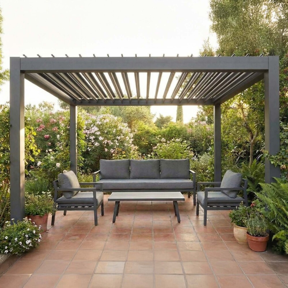 PÉRGOLA ALUMINIO GRIS TENERIFE 300*300
