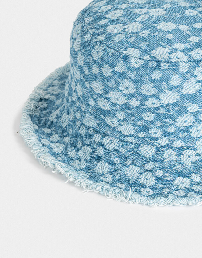 Sombreros Flores Piluso Denim Florcitas - Azul Gastado