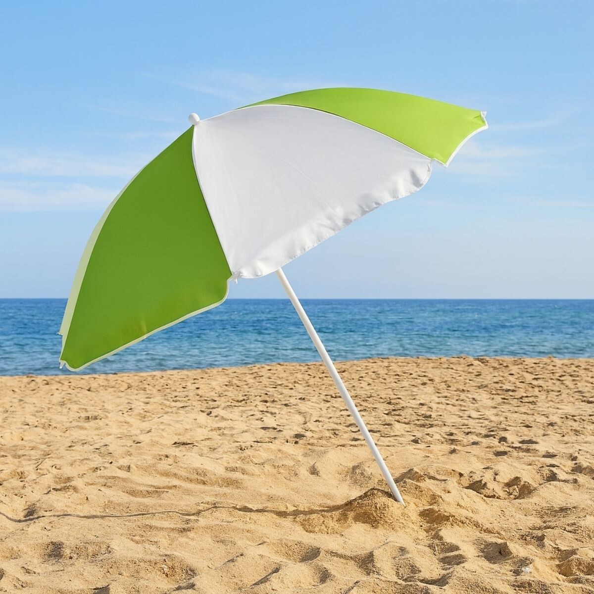 Sombrilla 1,80 mrs Polyester 50+UV - VERDE/BLANCO 
