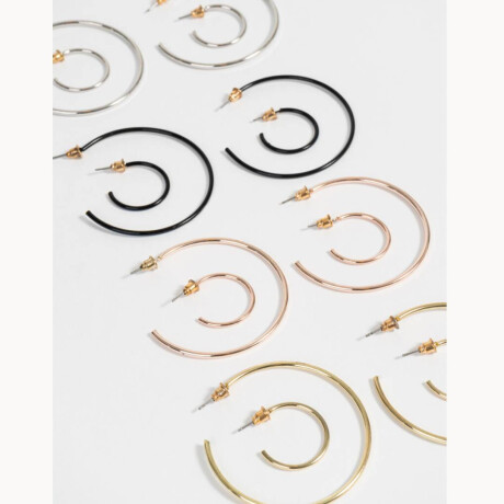 Set De Argollas Mix Plating Combinacion Tricolor