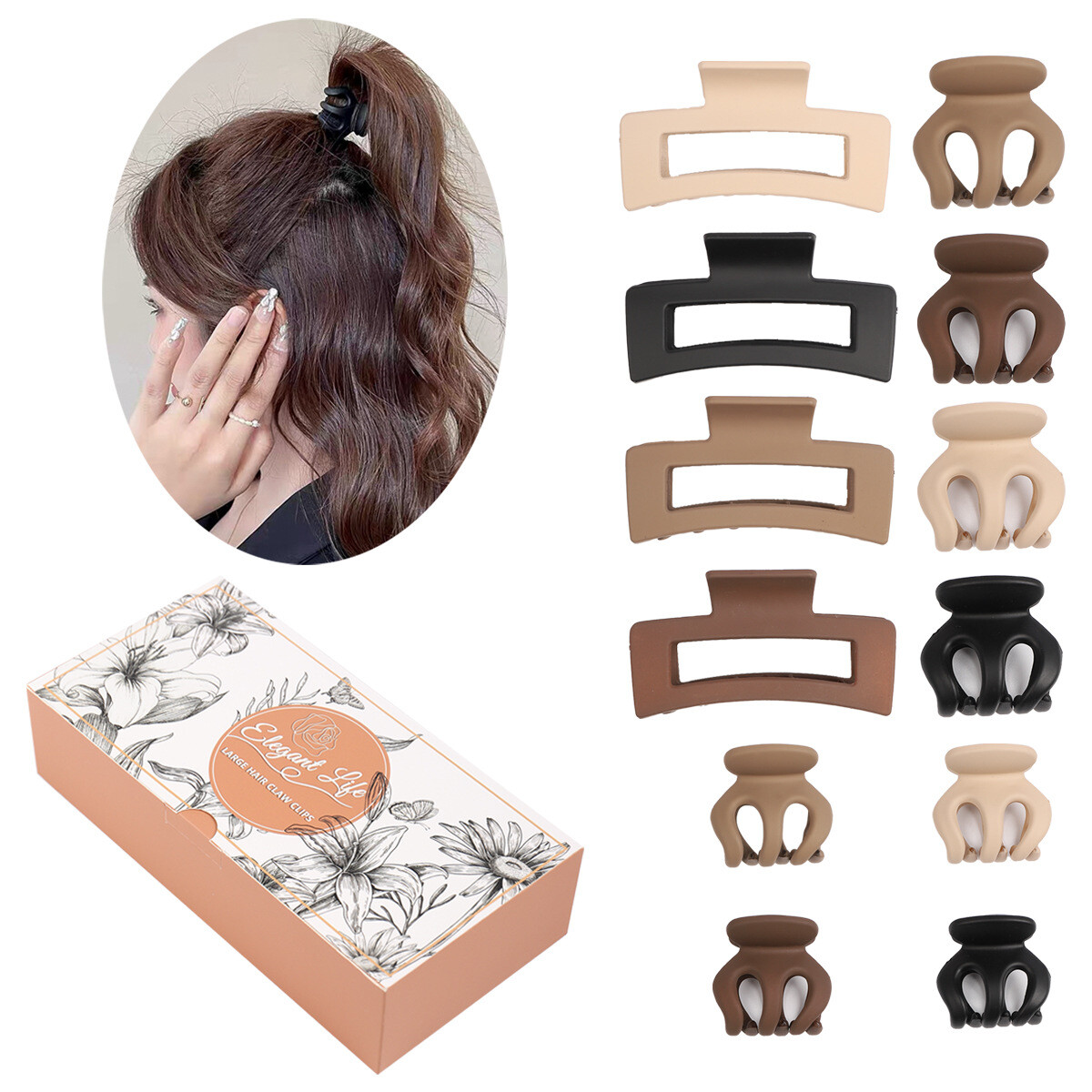 Set de12 Pinzas Para El Cabello De Dama 