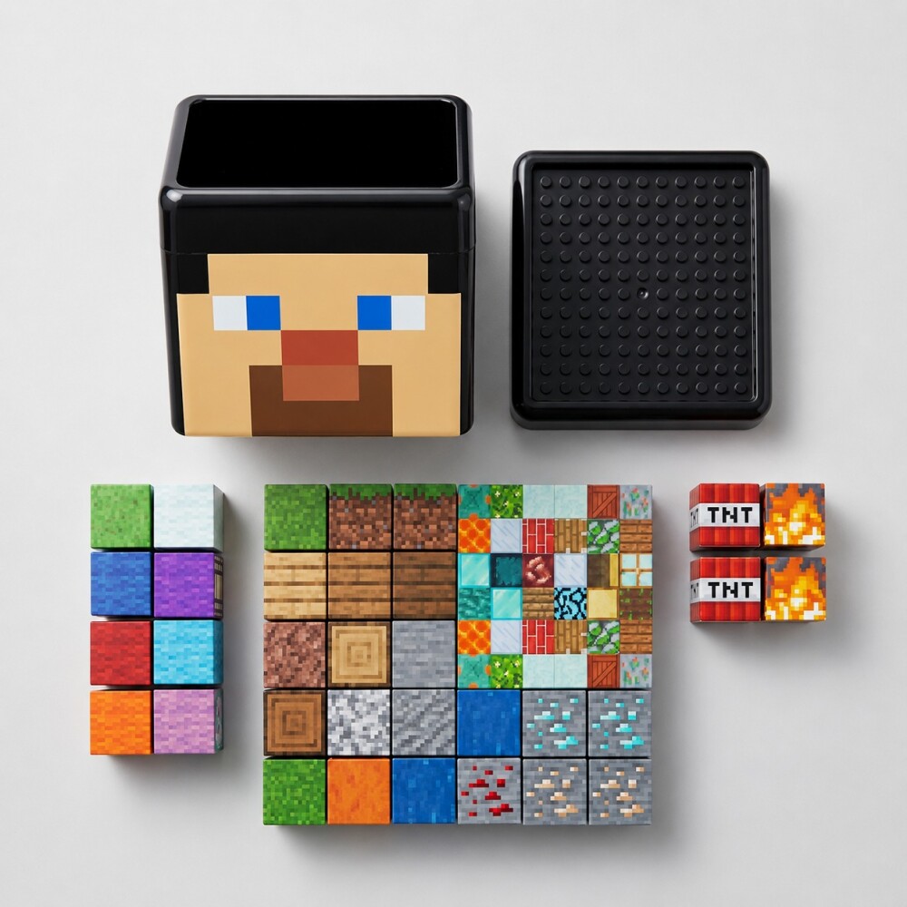 Bloques magnéticos en contenedor 100 piezas MINECRAFT personaje