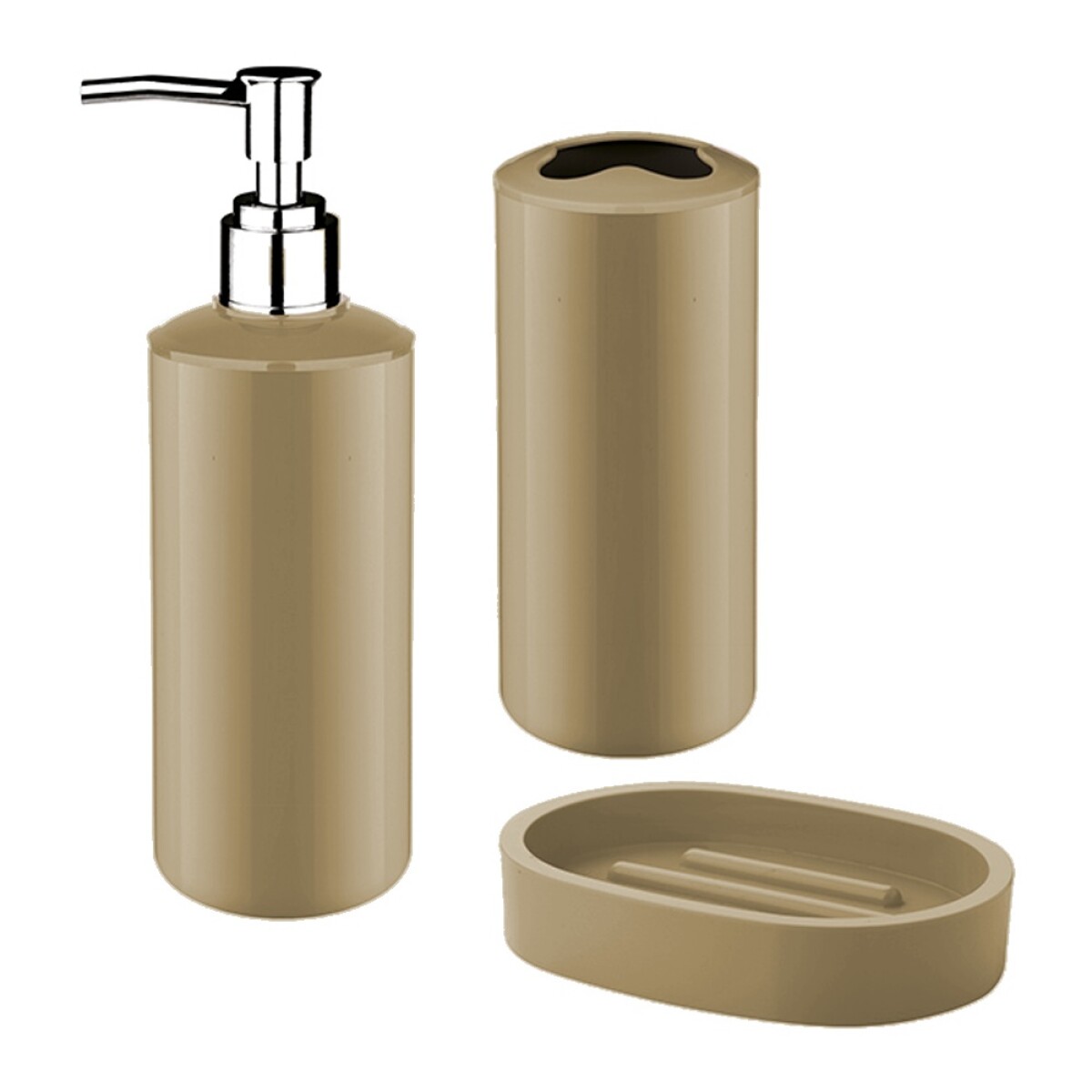 Set de 3 Piezas para Baño en Plástico Liso - Beige 