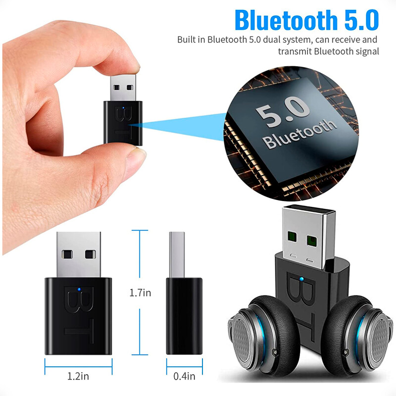 Receptor y Transmisor Bluetooth 5.0 para Auriculares TV y Parlantes Receptor y Transmisor Bluetooth 5.0 para Auriculares TV y Parlantes