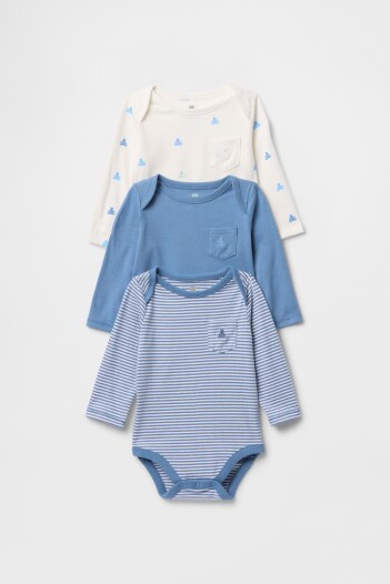 Bodies Pack X3 Manga Larga Bebe Soft Cornflower