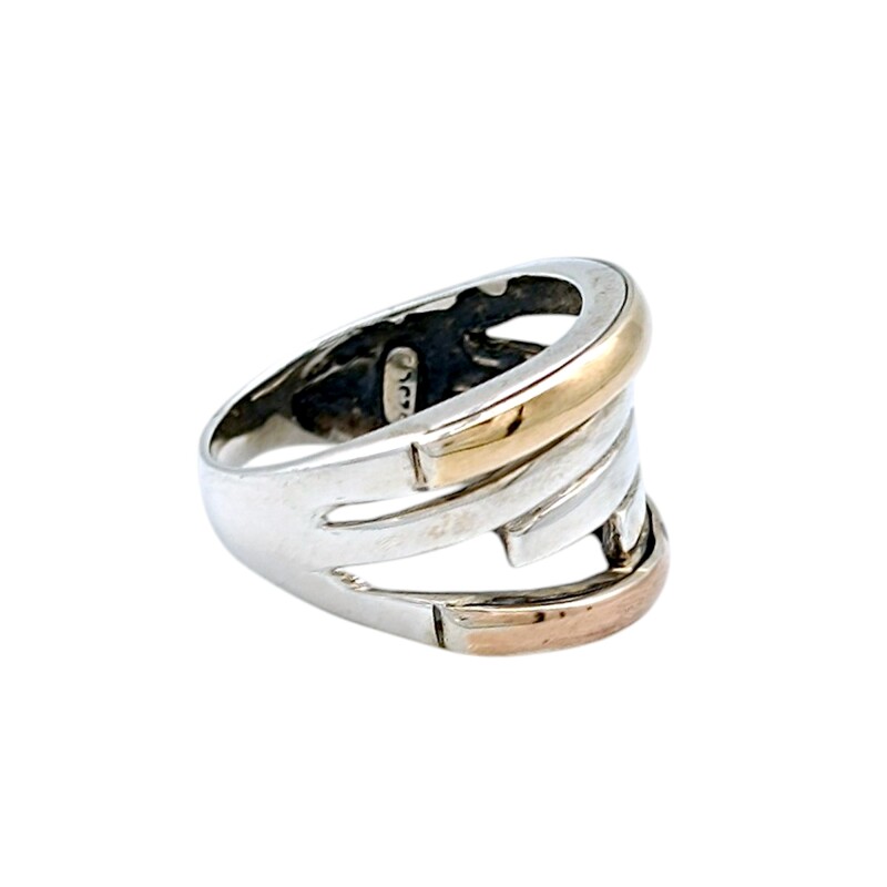 Anillo Tiras-Plata y Oro-Sin Piedra-AN5077 sinpiedra
