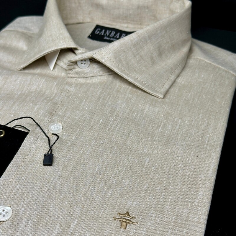CAMISA DE LINO Beige jaspeado