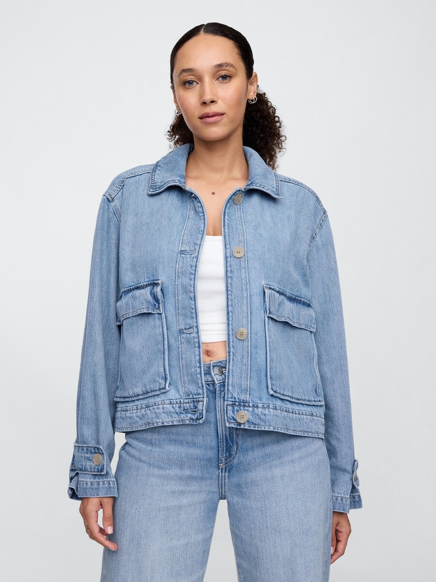 Campera De Jean Utility Mujer - Light Wash 