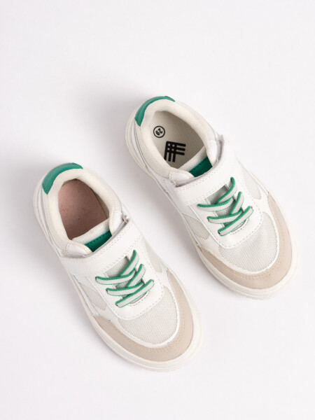 Zapatilla con velcro combinada Blanco