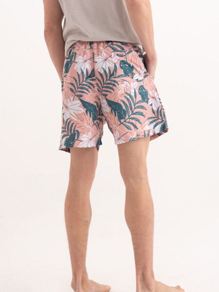 Short de baño estampado Tropical Rosa Oscuro