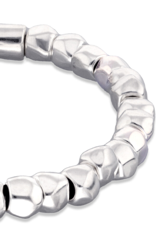 PULSERA ELÁSTICA DE CUENTAS DE ALECIÓN DE METALES BAÑADAS EN PLATA Pulsera