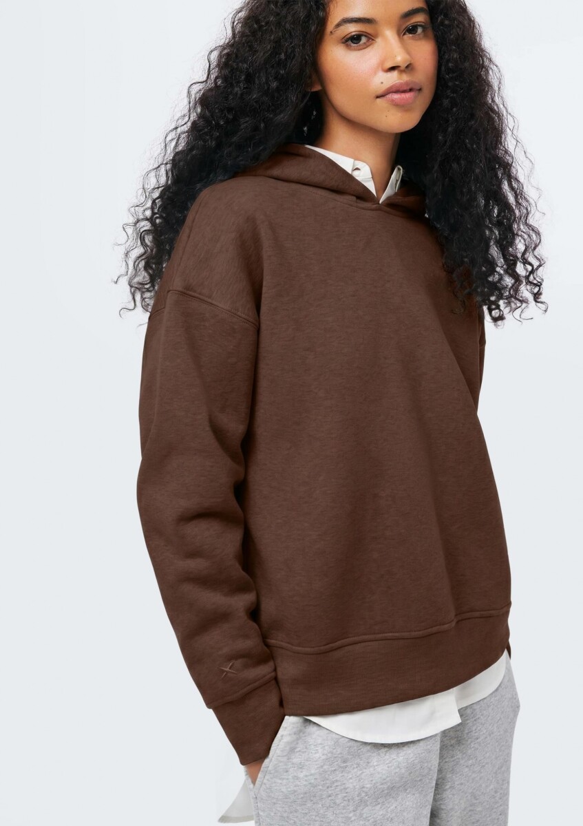 SUDADERA CON CAPUCHA DE FELPA - MARRÓN 