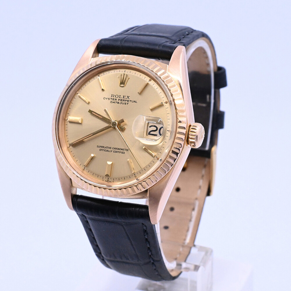 Rolex Datejust 1601 oro 18 k rosa 36 mm. año 1970 brazalete cuero. Rolex Datejust 1601 oro 18 k rosa 36 mm. año 1970 brazalete cuero.