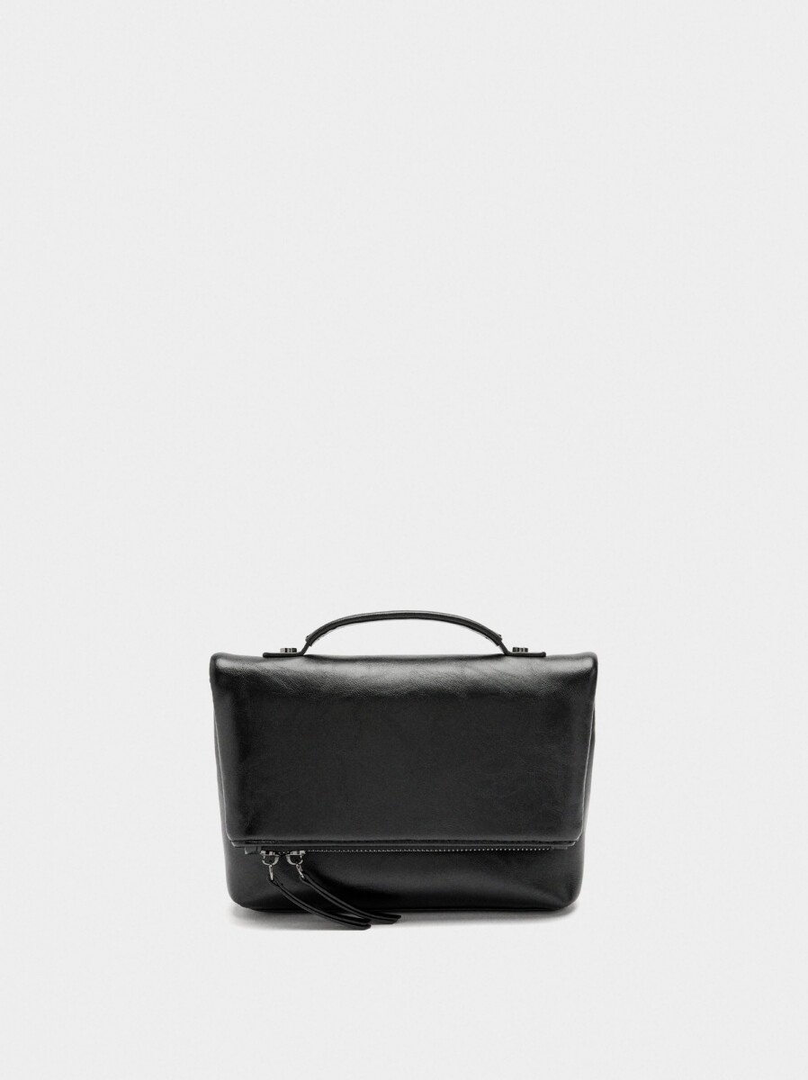 Bolso De Fiesta Con Solapa Efecto Craquelado - negro 