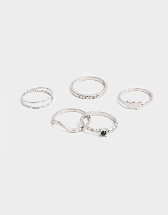 Sets Anillos Strass Anillos Sets De Metal - Plateado