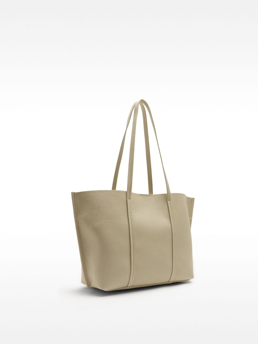 Bolso Shopper Perforado Con Bolso Extraíble crudo