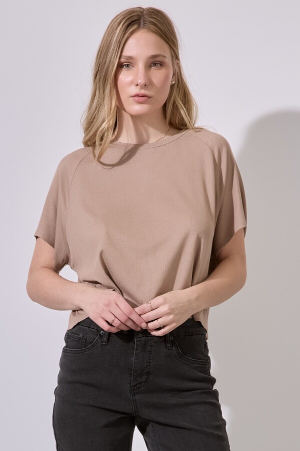 Remera Crop Rib KHAKI