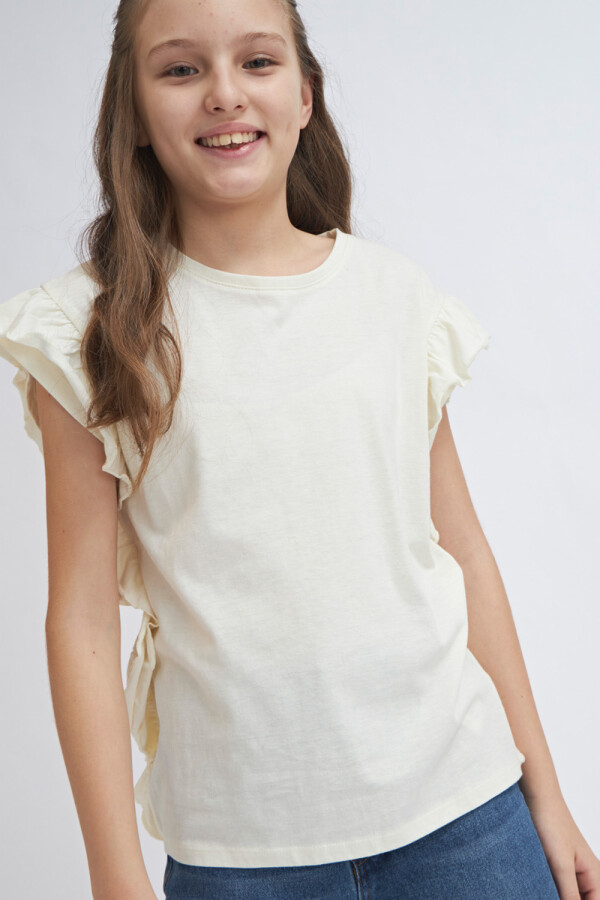 Camiseta sin mangas volados - Blanco