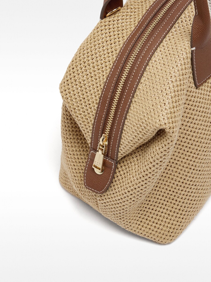Bolso Shopper De Rafia Con Bandolera natural