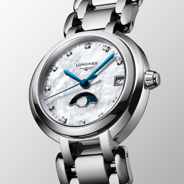Reloj LONGINES Primaluna MOONPHASE con esfera nacar 30.5mm y brillantes Reloj LONGINES Primaluna MOONPHASE con esfera nacar 30.5mm y brillantes
