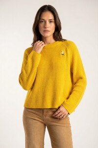 Sweater Algodon Con Bordado Amarillo