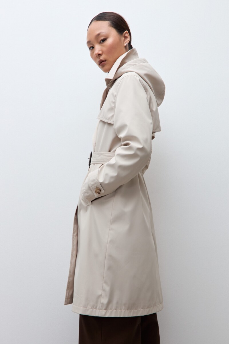 Trench impermeable capucha desmontable beige