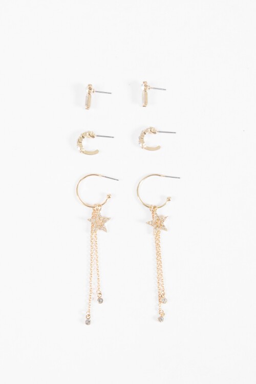 Set de caravanas estrella strass dorado