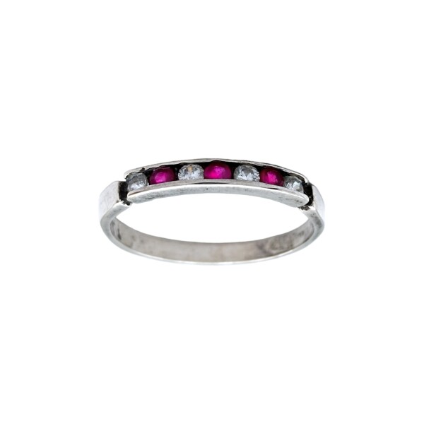 Anillo Medio sin fin-Plata 950-Piedra Rubí y zirconia-AN4114 conpiedra
