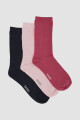 Pack de tres medias lisas. de algodón. en varios colores sur Rojo rib