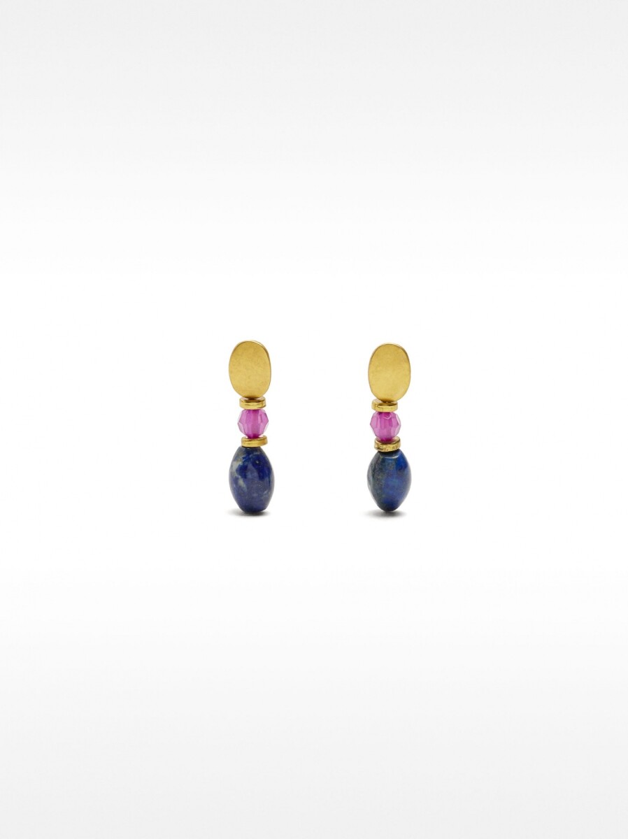 Pendientes Con Piedra Y Resina - multicolor 
