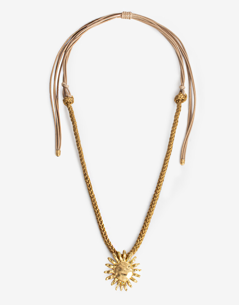 Collares Cortos Cordón Collar Corto Cordón Sol - Dorado Oro Amarillo