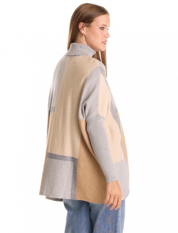 Polera Poncho Oversize MULTI/BEIGE