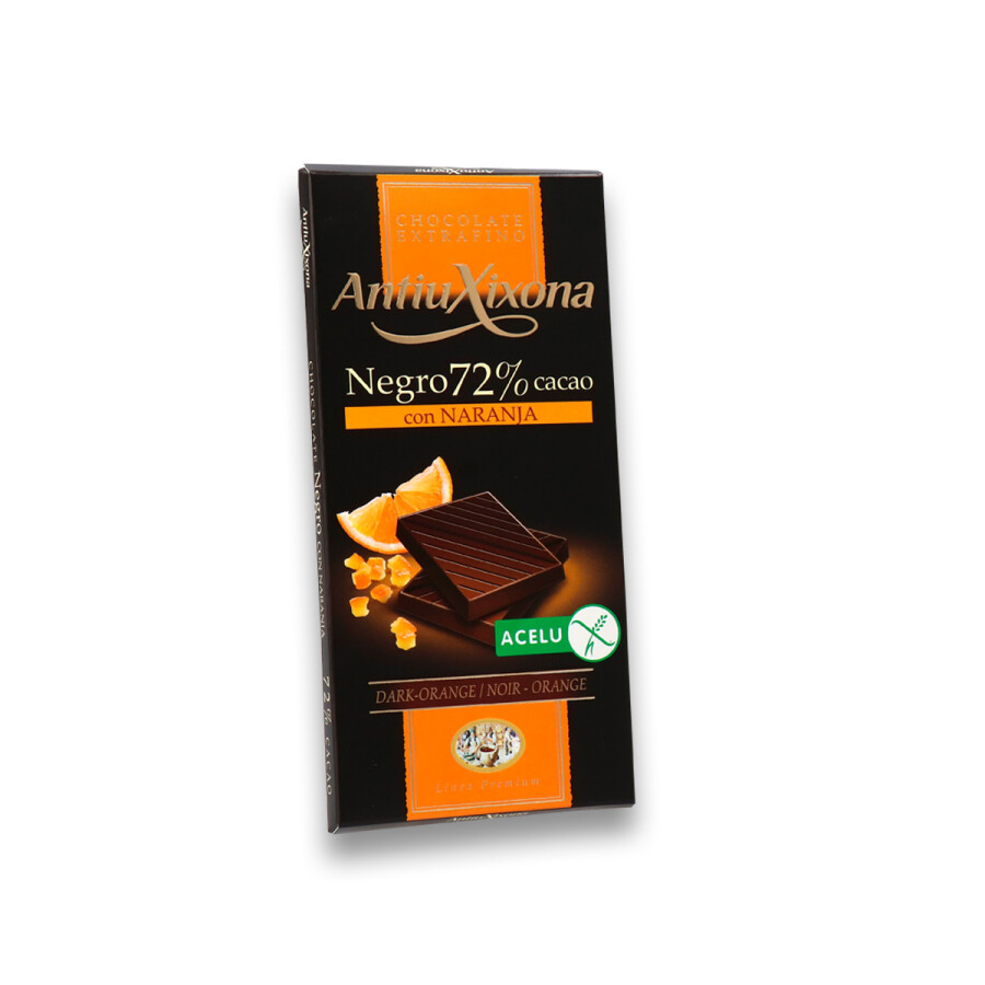 Chocolate 72% De Cacao Con Naranja Sin Gluten AntiuXixona Chocolate 72% De Cacao Con Naranja Sin Gluten AntiuXixona
