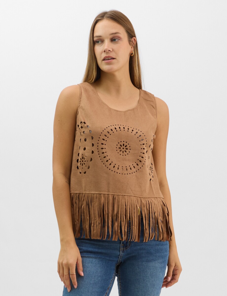 Blusa Suede Flecos - Marron 