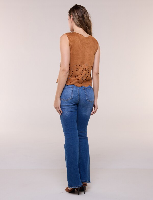 Blusa Suede Calado Floral TOSTADO