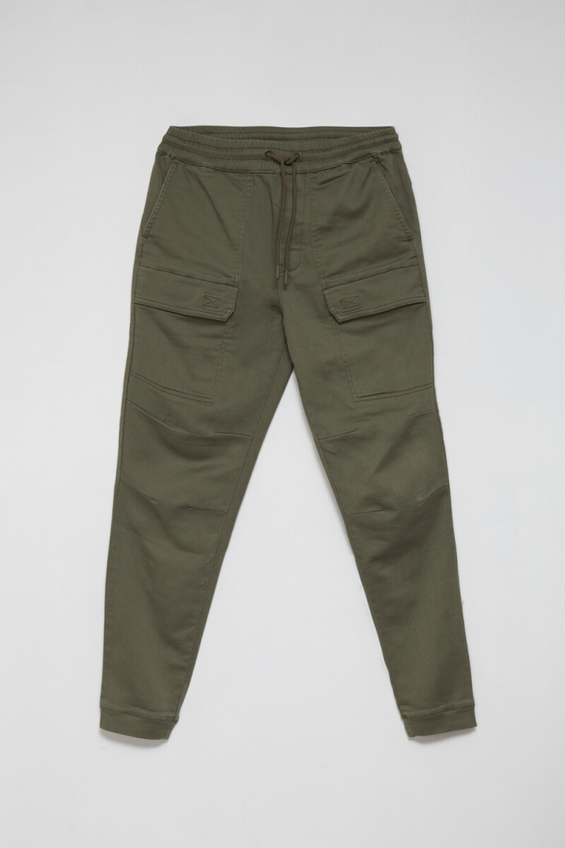 Pantalón cargo jogger de algodón Verde Militar