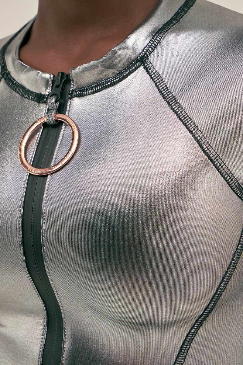 LONG SLEEVE ONE PIECE Silver