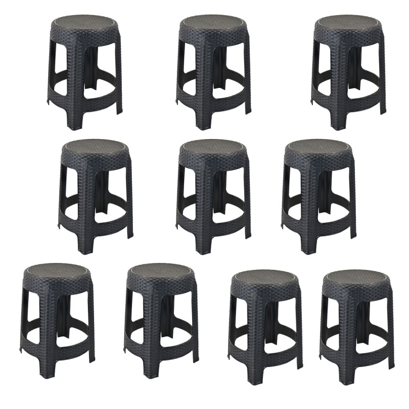 Banqueta simil ratán x10 NEGRO