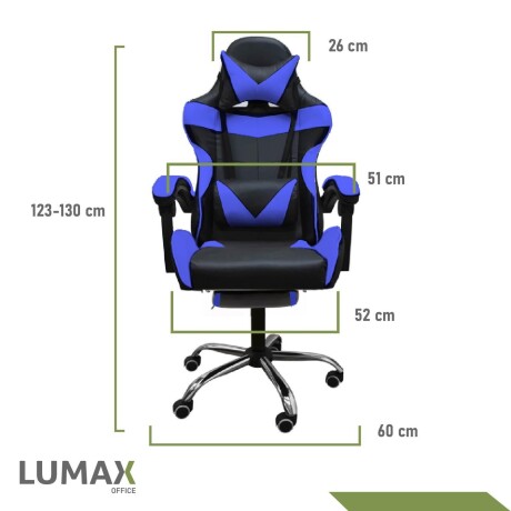 Silla Gamer Lumax Modelo ROM con Apoyapies Negro/Azul