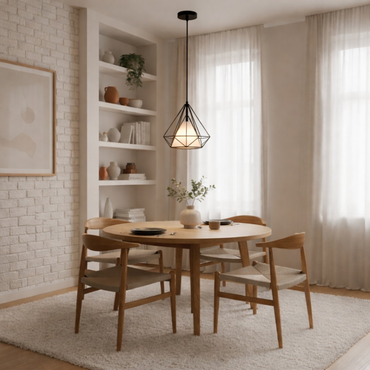 Colgante jaula negra diamante 38cm E27 