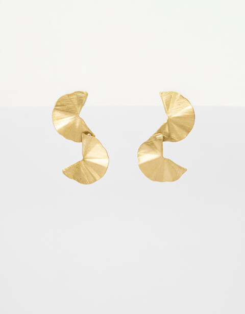 Aros Colgantes Largos Bronce Aros Largos Chapones Ondulados - Dorado Bronce