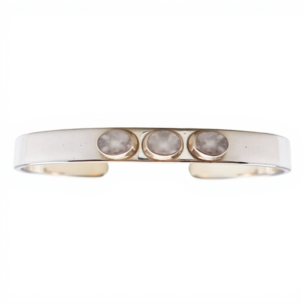 Brazalete Jaipur-Plata 925 rodinada-Piedra Cuarzo rosa-BR2008 conpiedra