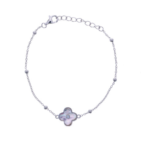 Pulsera de Plata Rodinada, nacar y circonia Pulsera de Plata Rodinada, nacar y circonia