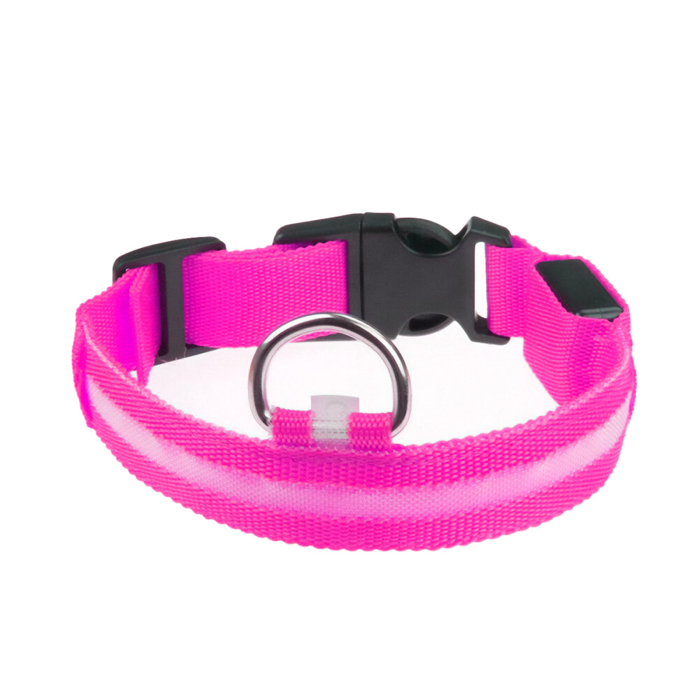 Collar Luminoso Perro Gato Cómodo Paseo Varios Talles Color rosa